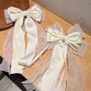 LARGE Double Ribbon Hair Clip